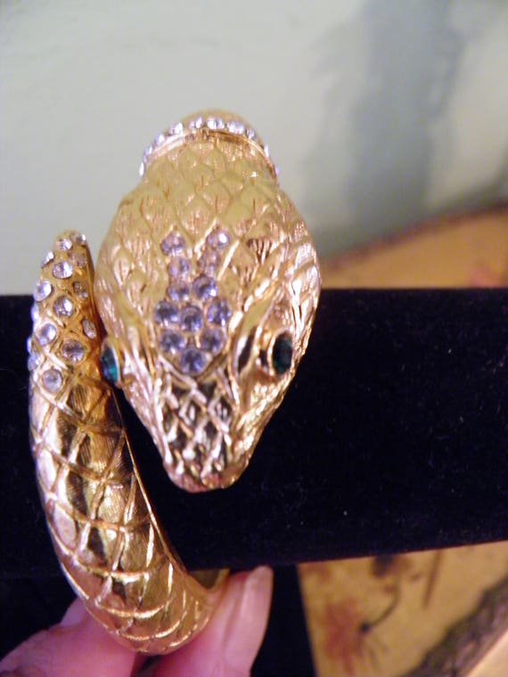 Rare Chunky, Bold KJL Signed Snake Bracelet Watch.