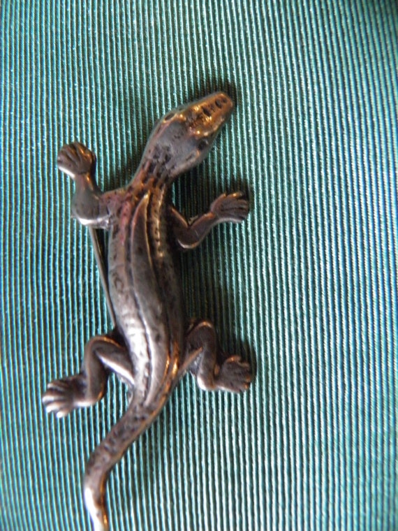 Vintage Sterling Silver Salamander Pin, Brooch - image 1