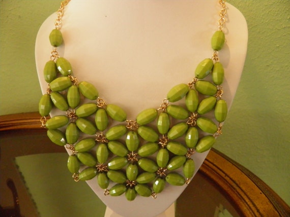 Chartruse Green Flower Power Statement Necklace