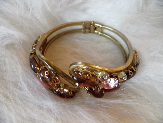 Bracelet, Juliana Rootbeer and Pink Rhinestones C… - image 1