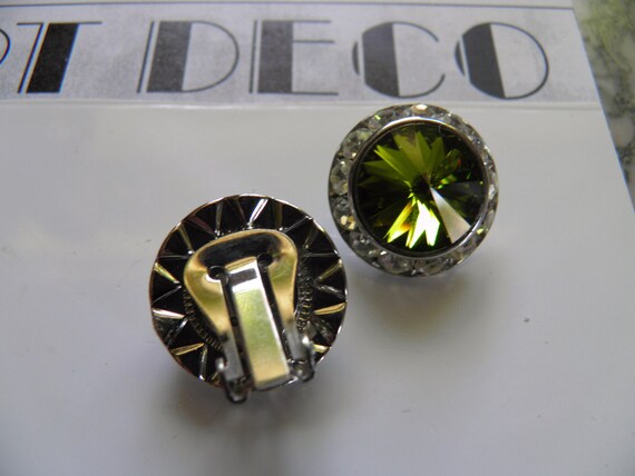 Rhinestone Button Earrings, Clip Back. - image 5