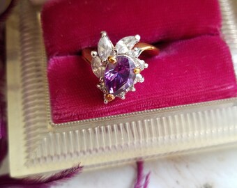 Faux Diamond and Amethyst Ring.  Great for the Bride