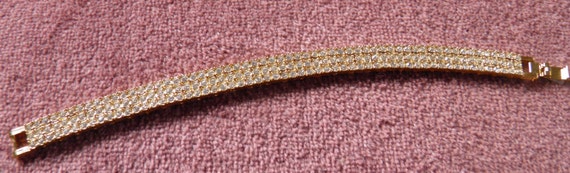 Vintage Tennis Bracelet set in Gold, Man Made Dia… - image 2