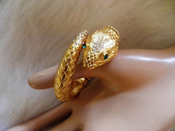 Rare Chunky, Bold KJL Signed Snake Bracelet Watch… - image 6