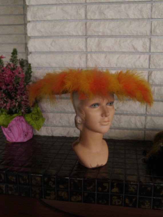 Orange Feather Picture Hat.