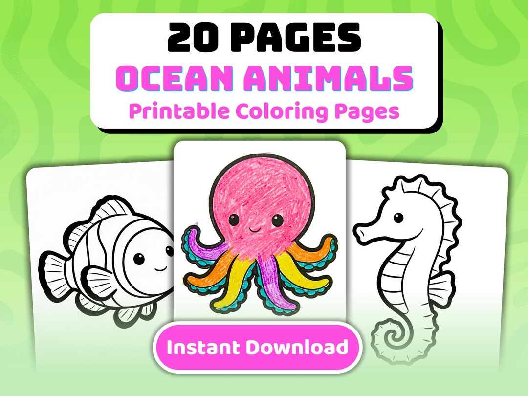 Ocean Animals Coloring Book for Preschool 3-5 | Easy Sea Animal Pages ...