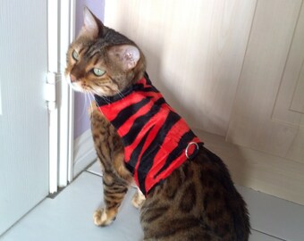 Cat Walking Jacket Harness by Land O/' Burns Bengals BLUE CAMOUFLAGE Made To Order PERSONALISED