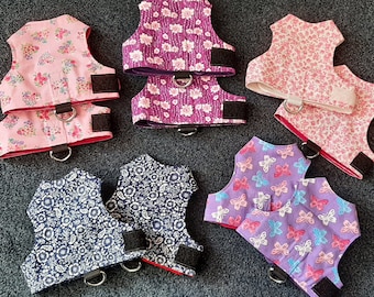 KITTEN Startmaat kattentuig / wandeljack van Land O&#39; Burns Bengals FLORAL MIX paars, roze, marineblauw, cerise variëteit Alle Kleine maten