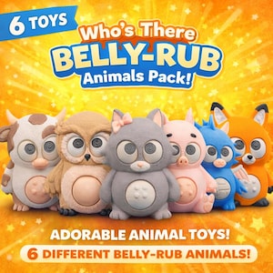 Pack de animales para frotar la panza ¿Quién está ahí? / Lindo paquete de STL kawaii para inquietarse / Juguetes de animales con ojos móviles / Archivos interactivos para impresión 3D