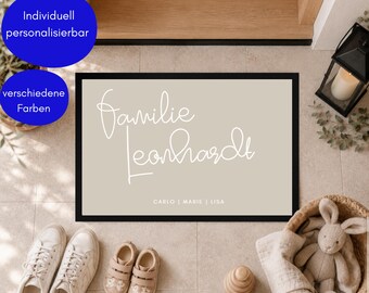 Personalisierte Fußmatte mit Namen | Geschenk für Paare o. Familien zu Hochzeit, Umzug & Einzug | Schmutzfangmatte Zuhause Eingang Camping