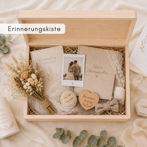 Personalisierte florale Erinnerungskiste mit Namen & Datum | Holzbox mit Deckel | Geschenk Hochzeit Brautpaar Briefbox Truhe Kartenbox Blume Bild 6