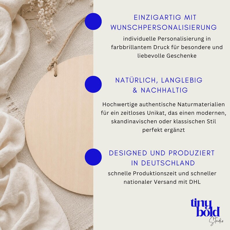 Personalisiertes Holzschild mit Namen / Wunschtext | Stilvolles Türschild & Willkommensschild für Zuhause | Geschenk Familie Hochzeit Einzug image 2