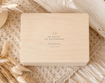 Personalisierte Baby Erinnerungskiste mit Namen | Geschenk zu Geburt & Taufe | Botanical Zweig florale Deko Holz Box | Erinnerung Liebe
