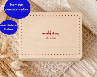 Coffret souvenir personnalisé pour bébé | Cadeau de naissance et de baptême | Coffret décoratif en bois avec nom et dates | Coffret cadeau rétro et sobre