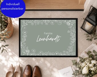 Personalisierte Fußmatte mit Namen | Geschenk für Paare o. Familien zu Hochzeit, Umzug & Einzug | Schmutzfangmatte Zuhause Eingang Camping