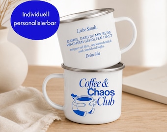 Mug émaillé personnalisé avec un nom, en guise de remerciement pour les enseignants/éducateurs | Cadeau de départ pour la maternelle, la garderie ou la crèche