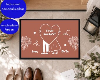 Personalisierte Fußmatte mit Namen | Geschenk für Paare o. Familien zu Hochzeit, Umzug & Einzug | Schmutzfangmatte Zuhause Eingang Camping