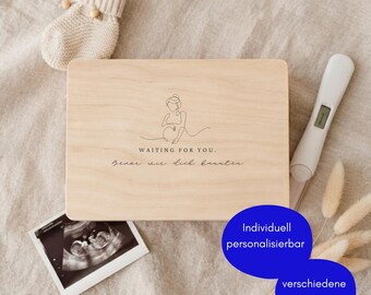 Personalisierte Baby Erinnerungskiste an Schwangerschaft | Geschenk für werdende Mama zur Babyparty & Geburt | Holzbox Erinnerung Babybauch
