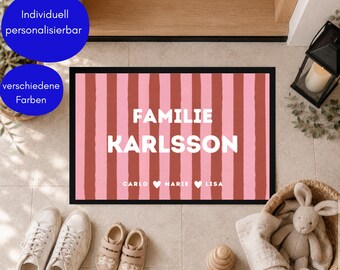 Personalisierte Fußmatte mit Familiennamen | 50 cm x 35 cm waschbar rutschfest | Das perfekte Geschenk zu Hochzeit, Richtfest Umzug & Einzug