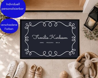 Personalisierte Fußmatte mit Namen | Geschenk für Paare o. Familien zu Hochzeit, Umzug & Einzug | Schmutzfangmatte Zuhause Eingang Camping