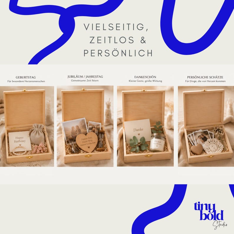 Personalisierte Erinnerungskiste mit Name & Datum | einfach zeitlos floral | Hochzeit Geschenk Holzbox | Geschenkbox Brautpaar | Memory Box Bild 9