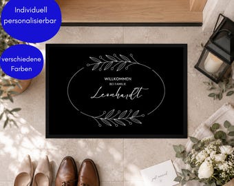 Personalisierte Fußmatte mit Namen | Geschenk für Paare o. Familien zu Hochzeit, Umzug & Einzug | Schmutzfangmatte Zuhause Eingang Camping