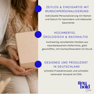Personalisierte florale Erinnerungskiste mit Namen & Datum | Holzbox mit Deckel | Geschenk Hochzeit Brautpaar Briefbox Truhe Kartenbox Blume Bild 2