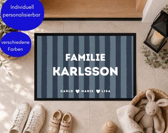 Personalized doormat with family name | 50 cm x 35 cm, washable, non-slip | The perfect gift for weddings, housewarmings, moves & new homes