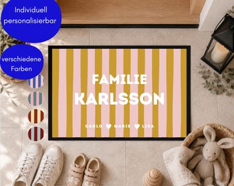 Personalized doormat with family name | 50 cm x 35 cm, washable, non-slip | The perfect gift for weddings, housewarmings, moves & new homes