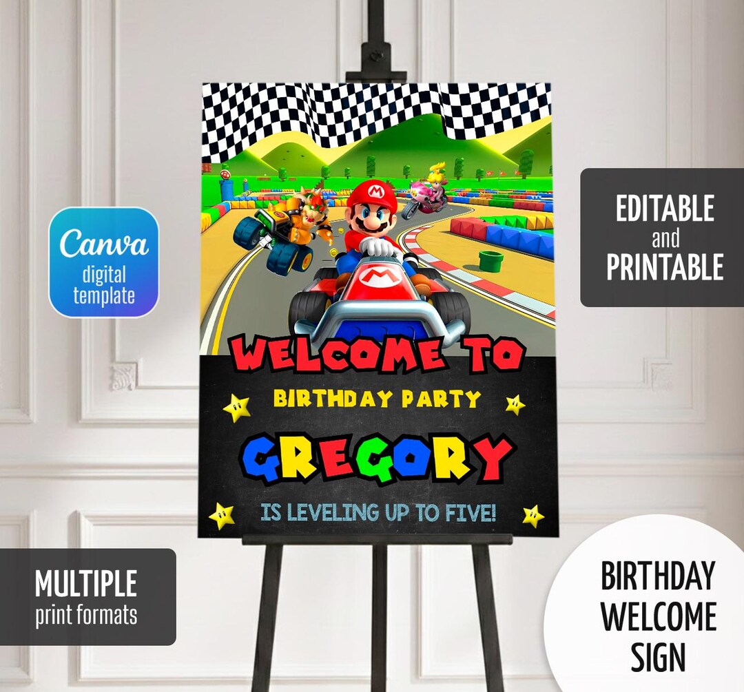 Mario Welcome Sign Birthday Welcome in Poster, Super Mario Bros Movie Welcome Sign ...
