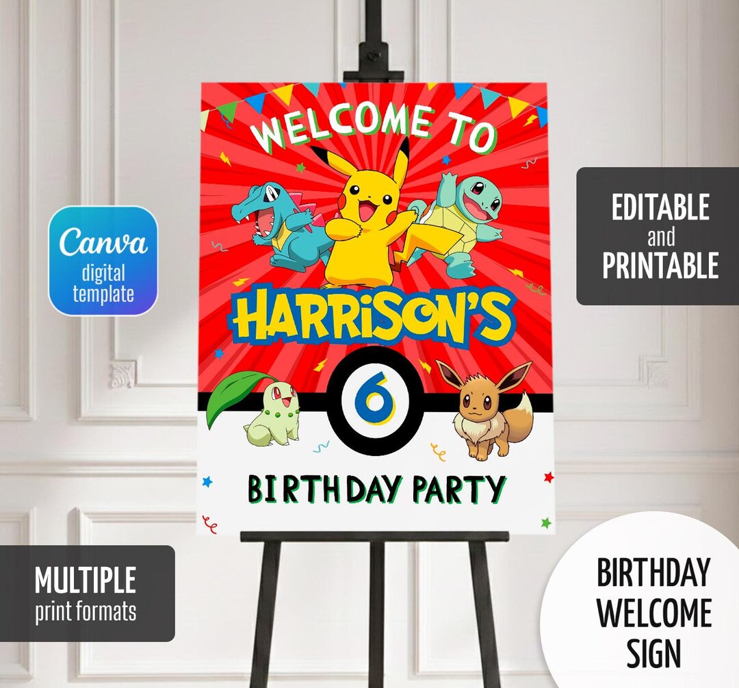 Anime Welcome In, Birthday Welcome Sign, Printable Editable Party ...