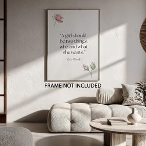 Coco Chanel Quote Poster Wall Art Decor, Who and What She Wants - Print, Frame, Canvas or File