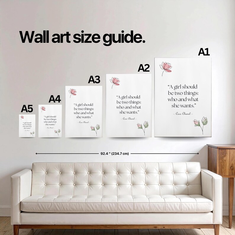Coco Chanel Quote Poster Wall Art Decor, Who and What She Wants - Print, Frame, Canvas or File
