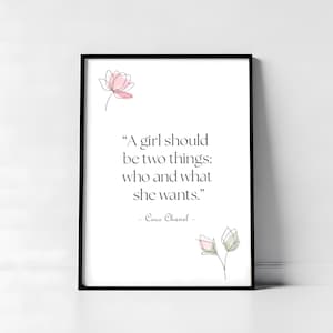 Coco Chanel Quote Poster Wall Art Decor, Who and What She Wants - Print, Frame, Canvas or File