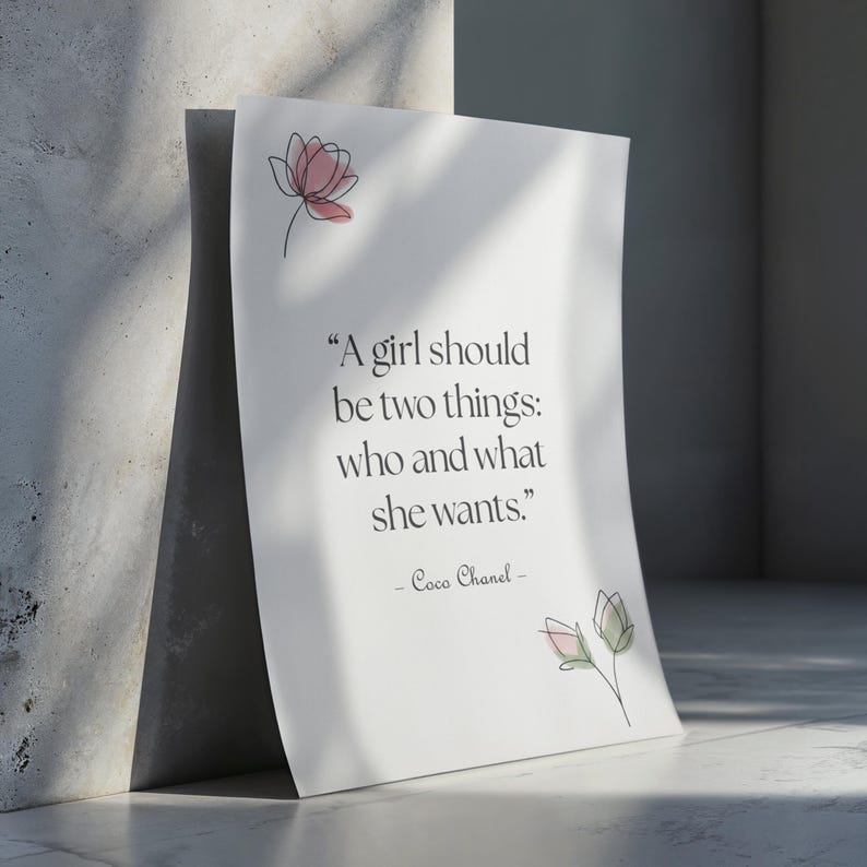 Coco Chanel Quote Poster Wall Art Decor, Who and What She Wants - Print, Frame, Canvas or File