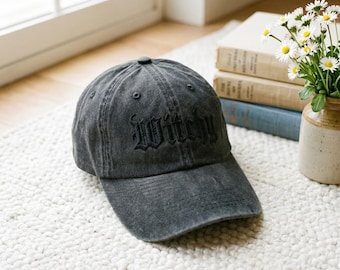 Embroidered Witchy Baseball Cap, Halloween Costume Hat