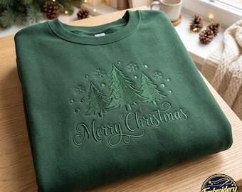 Merry Christmas Embroidered Sweatshirt , Christmas Trees Shirt, Christmas Tree T-Shirt, Merry Christmas Shirt, Christmas Gift