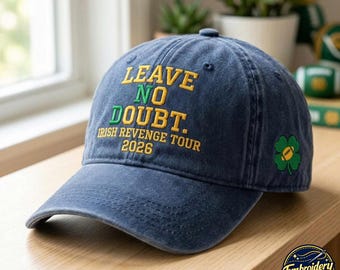 Notre Dame Football Embroidered Washed Cap, Leave No Doubt Irish Revenge Tour 2026, Football Gift