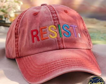 Resist Embroidered Washed Cotton Hat, Political Protest Cap