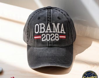 Gorro de algodón lavado bordado con la imagen de Obama 2028
