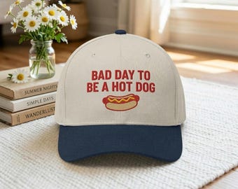 Embroidered Trucker Hat, Bad Day Hot Dog Snapback, Summer Baseball Cap