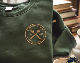 Embroidered Custom Logo Sweatshirt, Personalized Business Hoodie