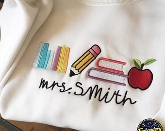 Embroidered Personalized Teacher Sweatshirt - Custom Crewneck