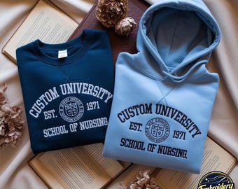 Sudadera con capucha universitaria bordada personalizada, sudadera universitaria personalizada
