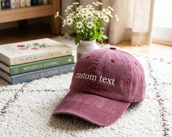 Custom Embroidered Hat , Personalized Dad Cap , Embroidery Logo baseball hat , Your own text monogram , Bachelorette , Small business Merch