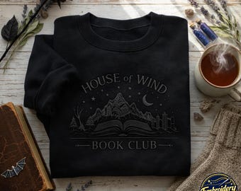 Sudadera bordada del club de lectura de La Casa del Viento - Sudadera de cuello redondo de fantasía de ACOTAR