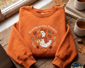 Fall Maternity Embroidered Sweatshirt, Growing A Little Pumpkin Shirt, Mom To Be Gift