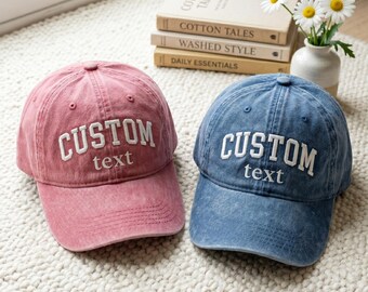 Custom Embroidered Hat , Personalized Dad Cap , Embroidery Logo baseball hat , Your own text monogram , Bachelorette , Small business Merch