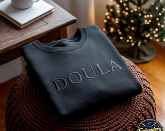 Sudadera de cuello redondo bordada para doula, regalo para profesional del parto