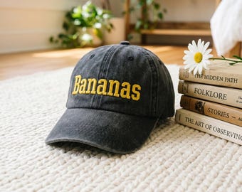 Embroidered Banana Hat, Cotton Washed Cap